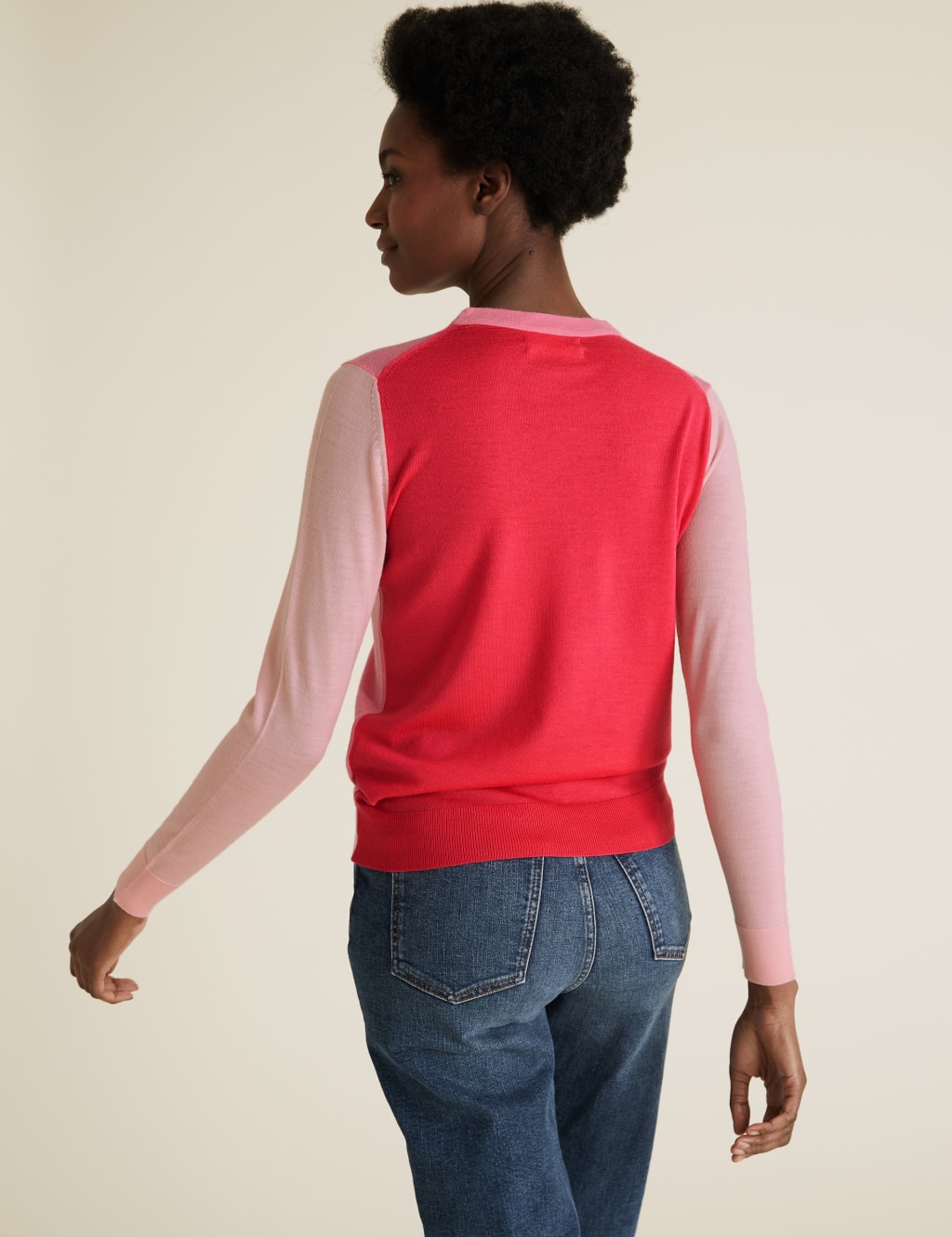 Pure Merino Wool Colour Block Jumper 4 of 5