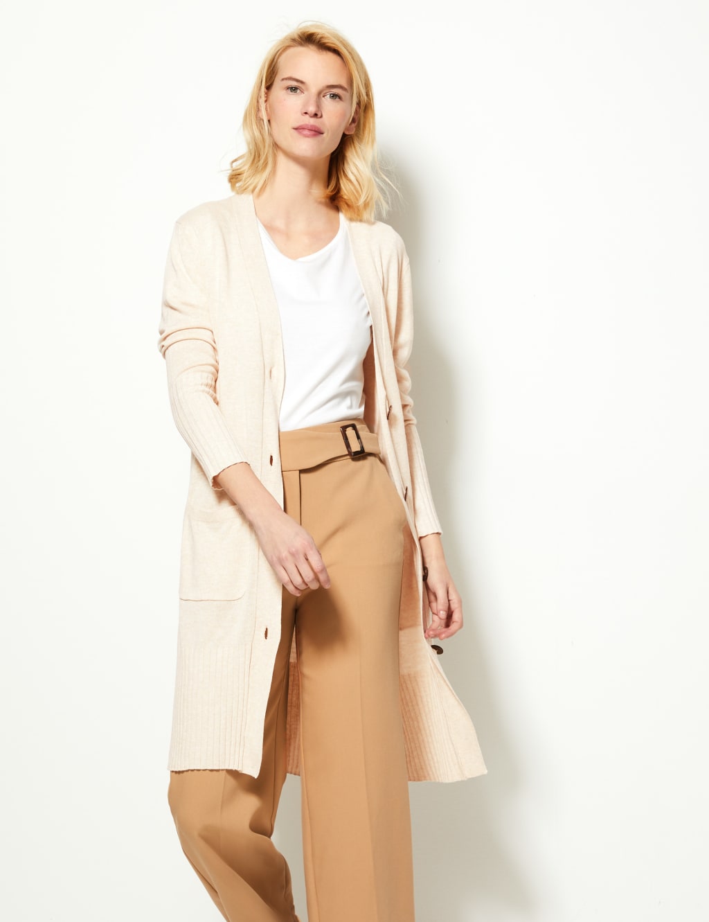 Linen Blend Longline Cardigan M S Collection M S