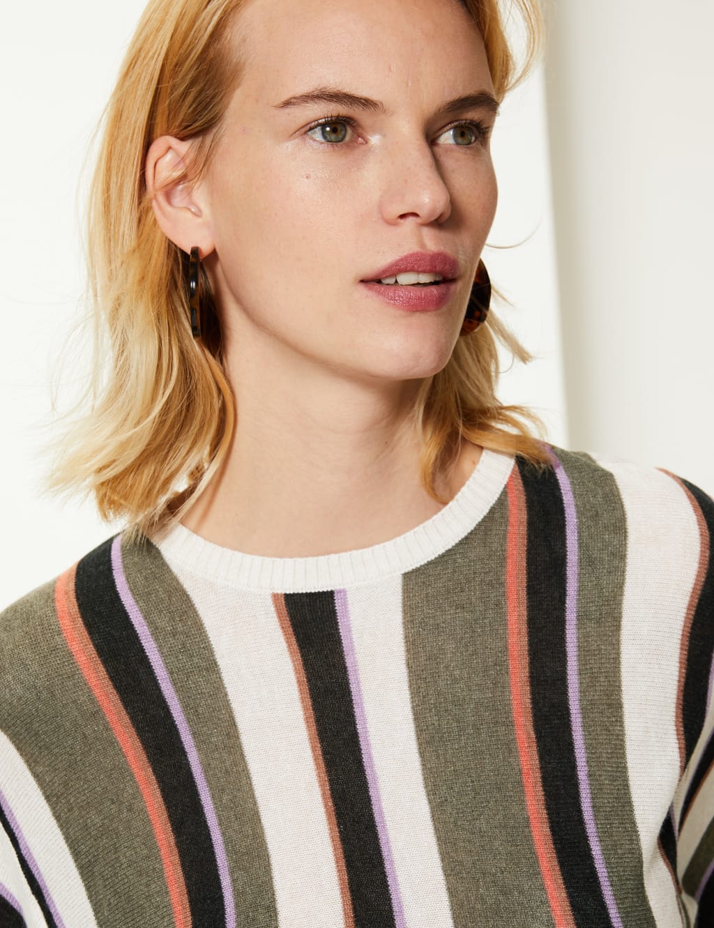 Linen Blend Striped Batwing Jumper 3 of 4