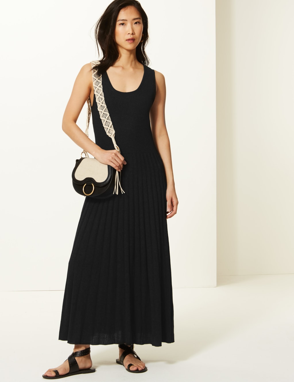 Linen Blend Round Neck Knitted Dresses M S Collection M S