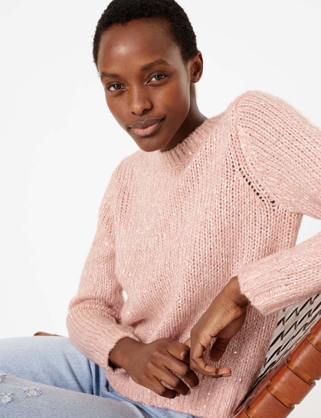 Pink jumper marks and spencer hot sale