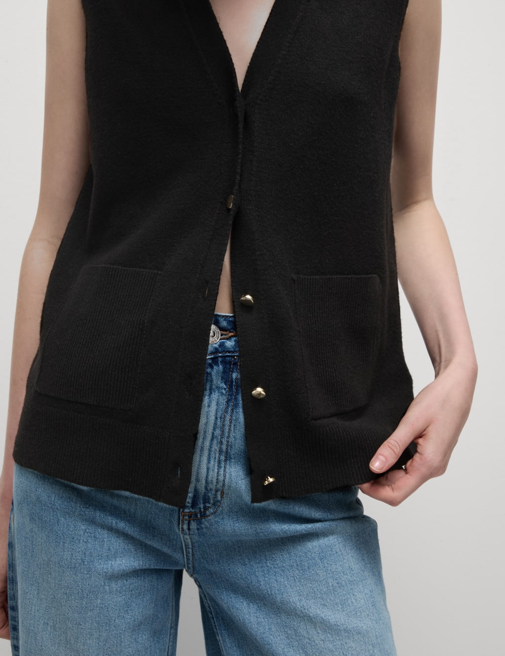 Air Yarn V Neck Knitted Waistcoat M S Collection M S
