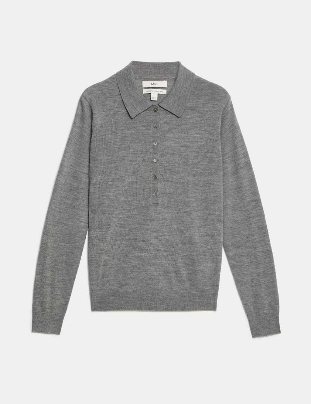 Pure Merino Wool Ribbed Polo Neck Jumper