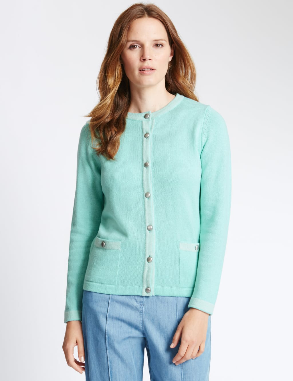 Lambswool Blend Contrasting Edge Cardigan Classic M S