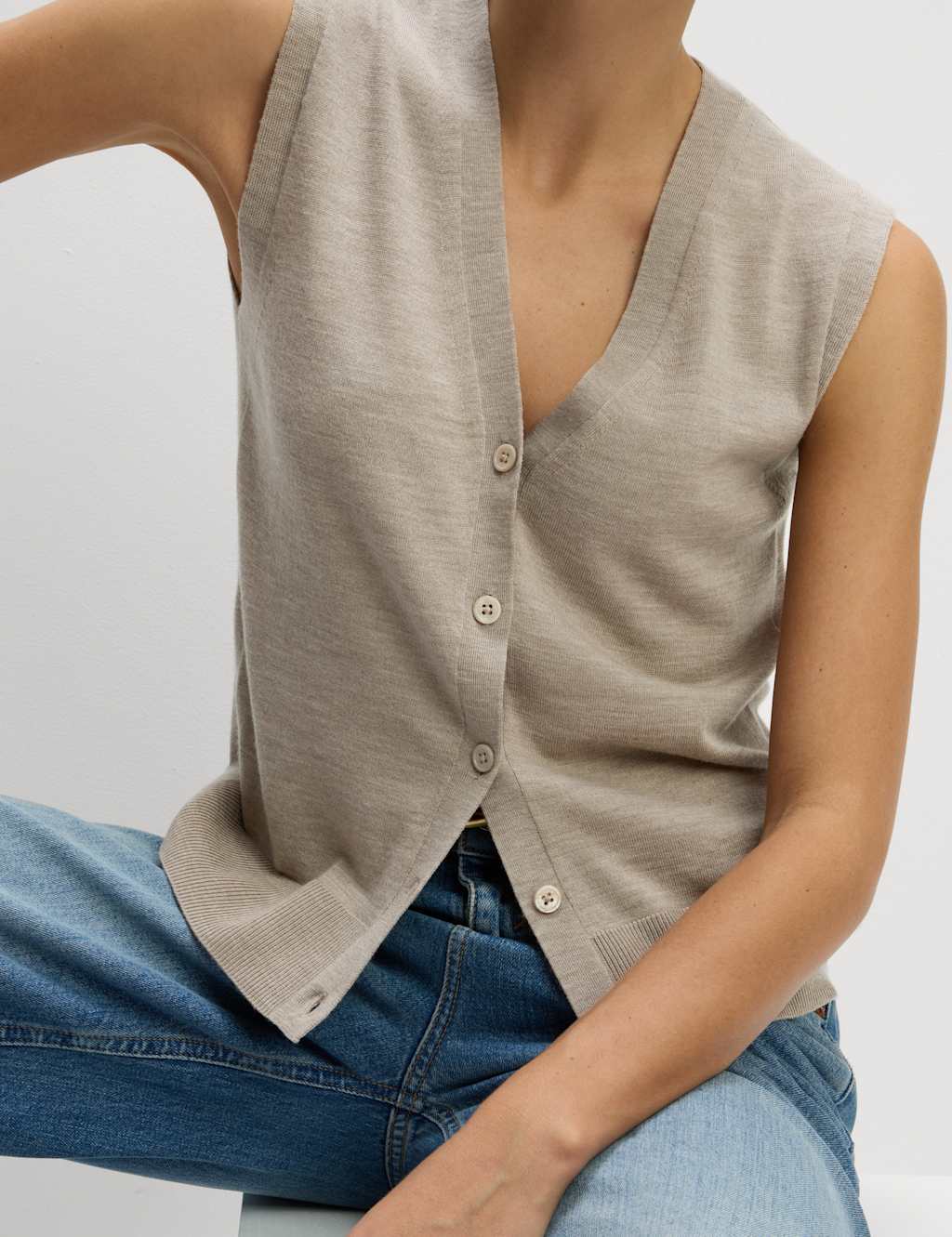 Pure Merino Wool Knitted Waistcoat 5 of 6