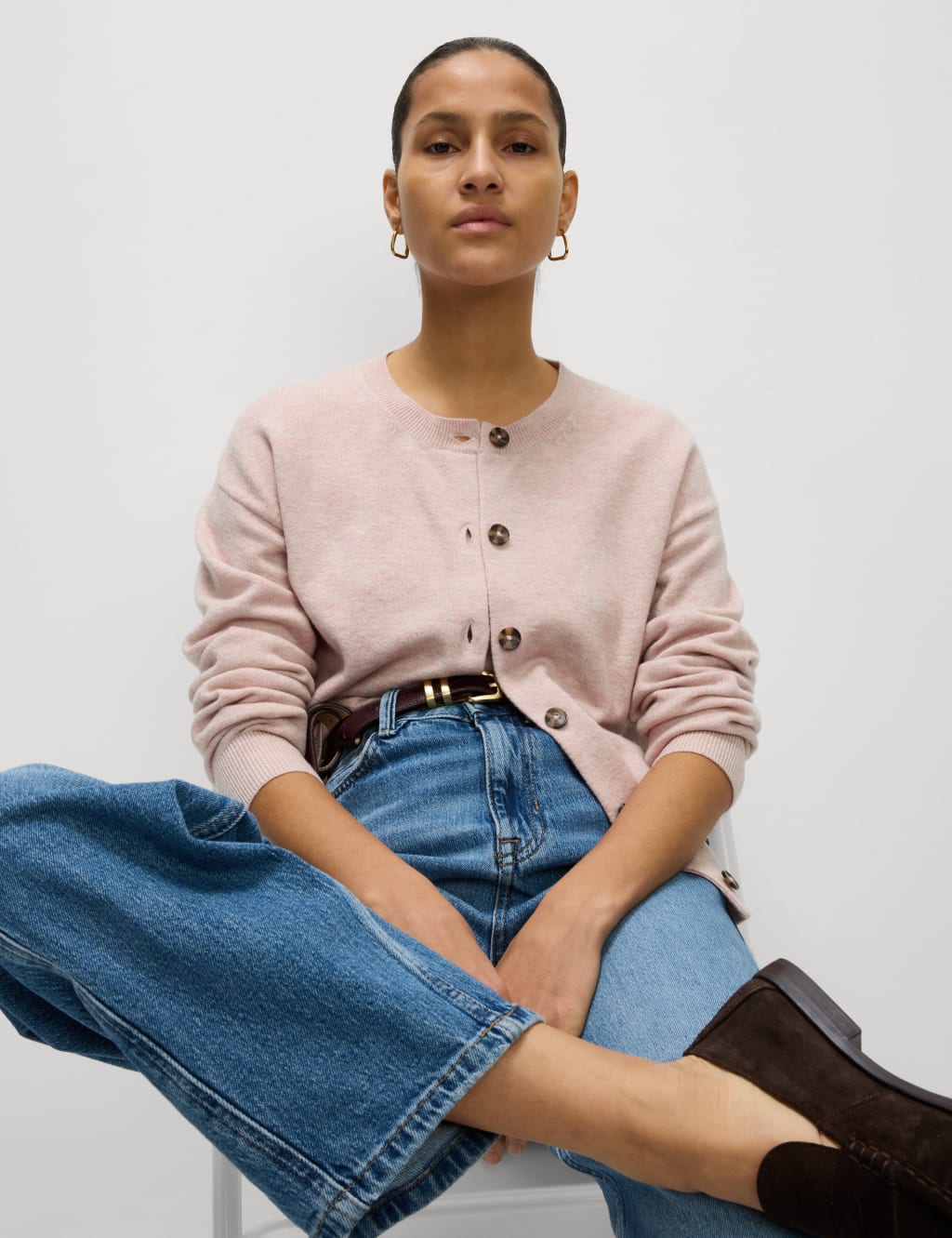 Air-Yarn Ribbed Crew Neck Cardigan 5 of 6