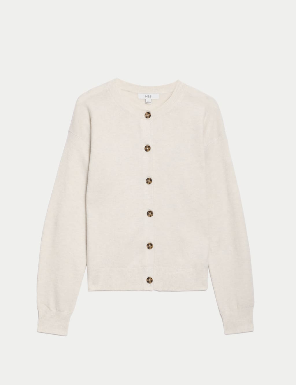 Air Yarn Ribbed Crew Neck Cardigan