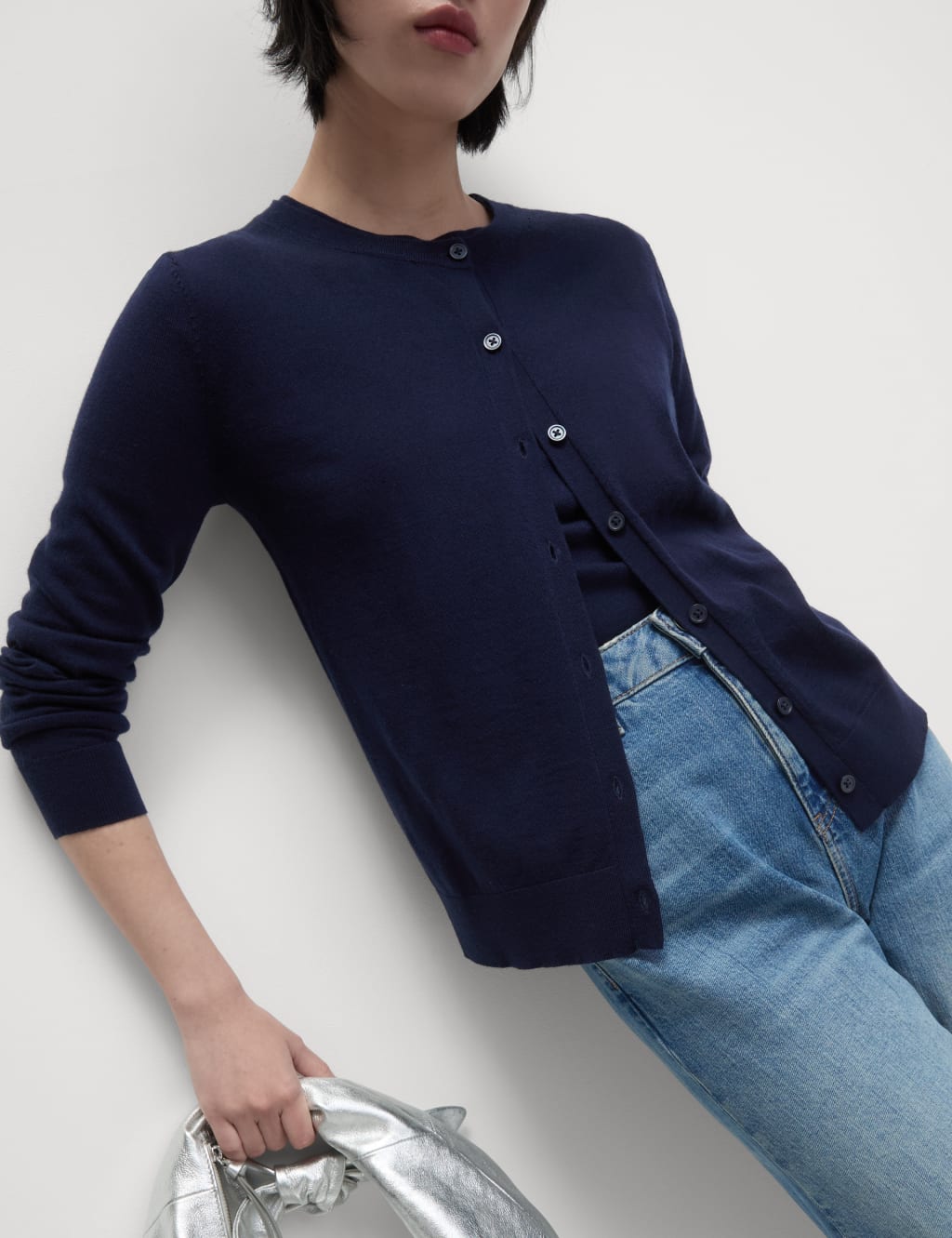 Pure Merino Wool Crew Neck Cardigan 5 of 7