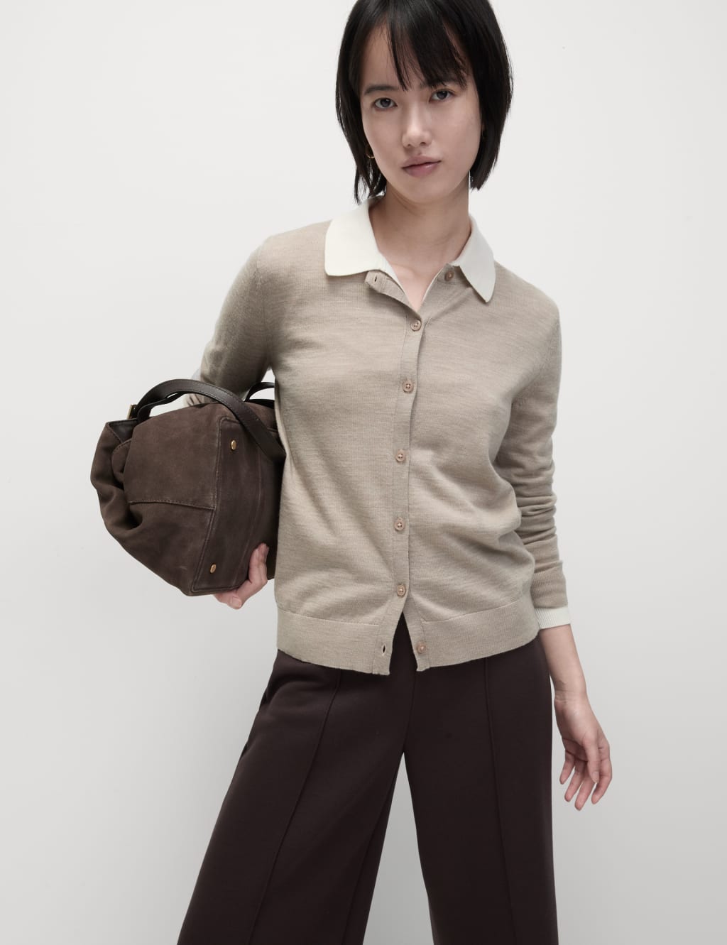 Pure Merino Wool Crew Neck Cardigan 7 of 8