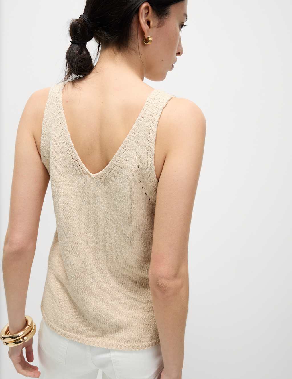Cotton Blend Textured V-Neck Knitted Vest 5 of 7