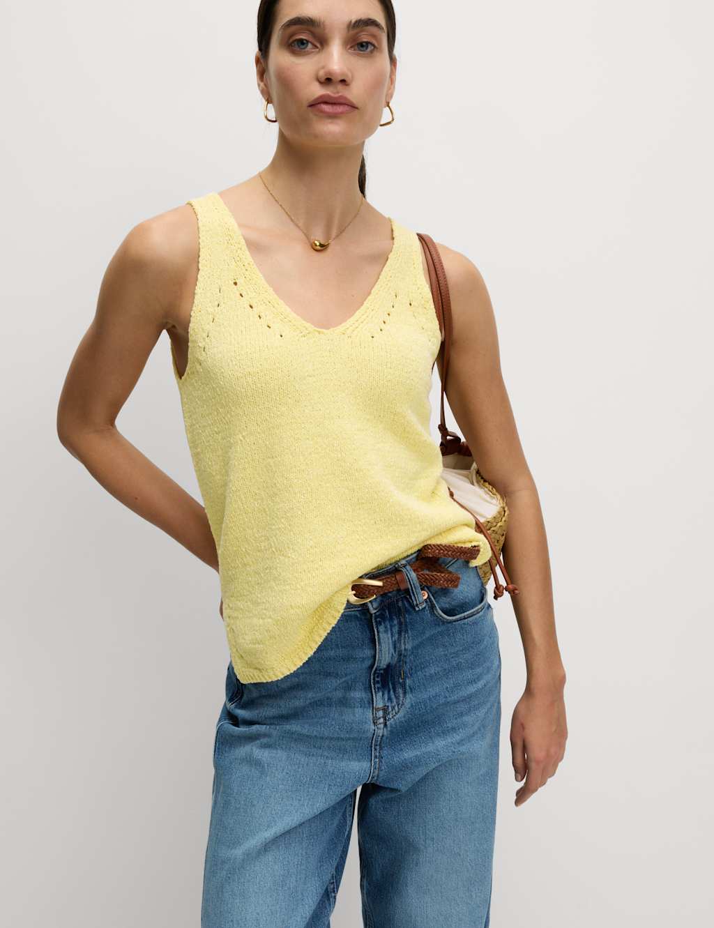 Cotton Blend Textured V-Neck Knitted Vest 5 of 7