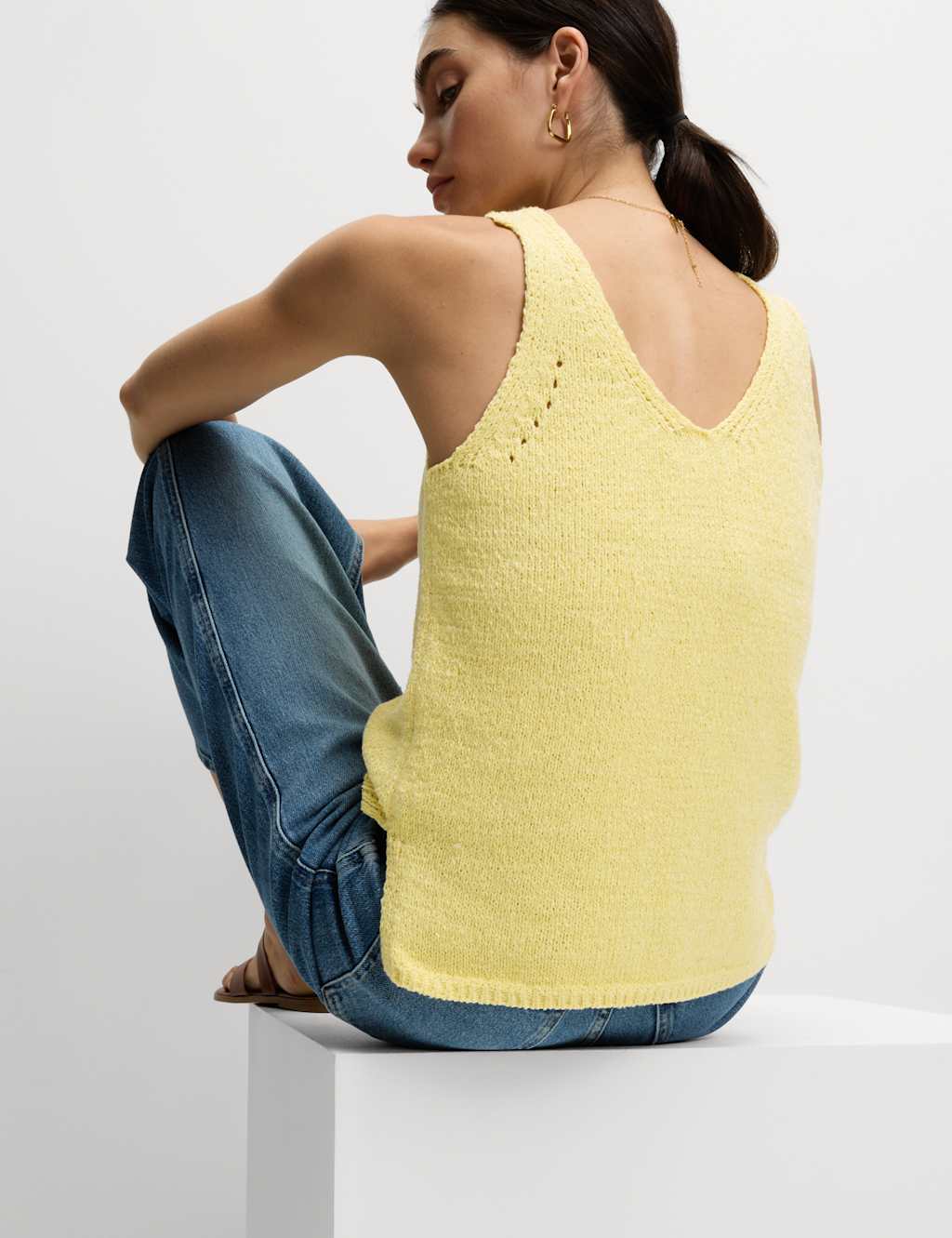 Cotton Blend Textured V-Neck Knitted Vest 6 of 7