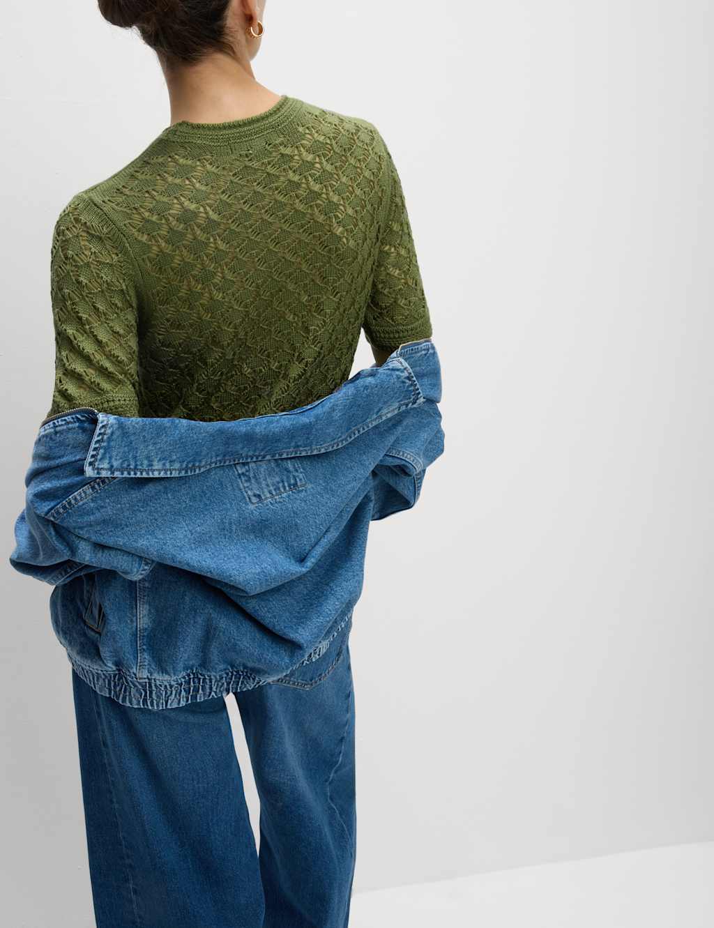 Pointelle Textured Crew Neck Knitted Top 3 of 6