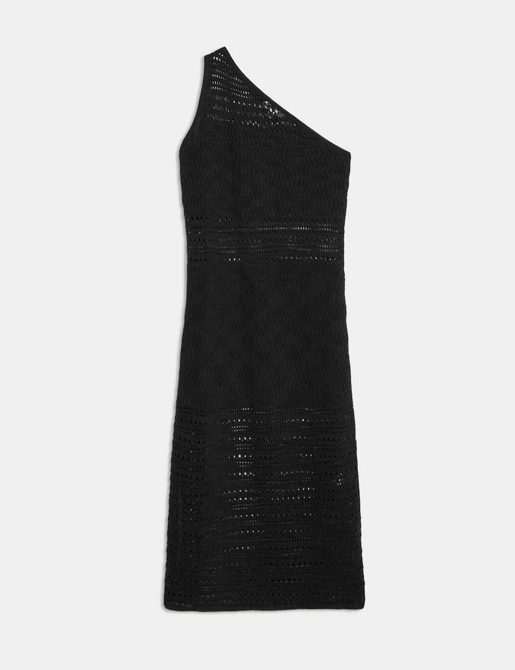 Cotton Rich Textured One Shoulder Midi Beach Dress 2 of 6