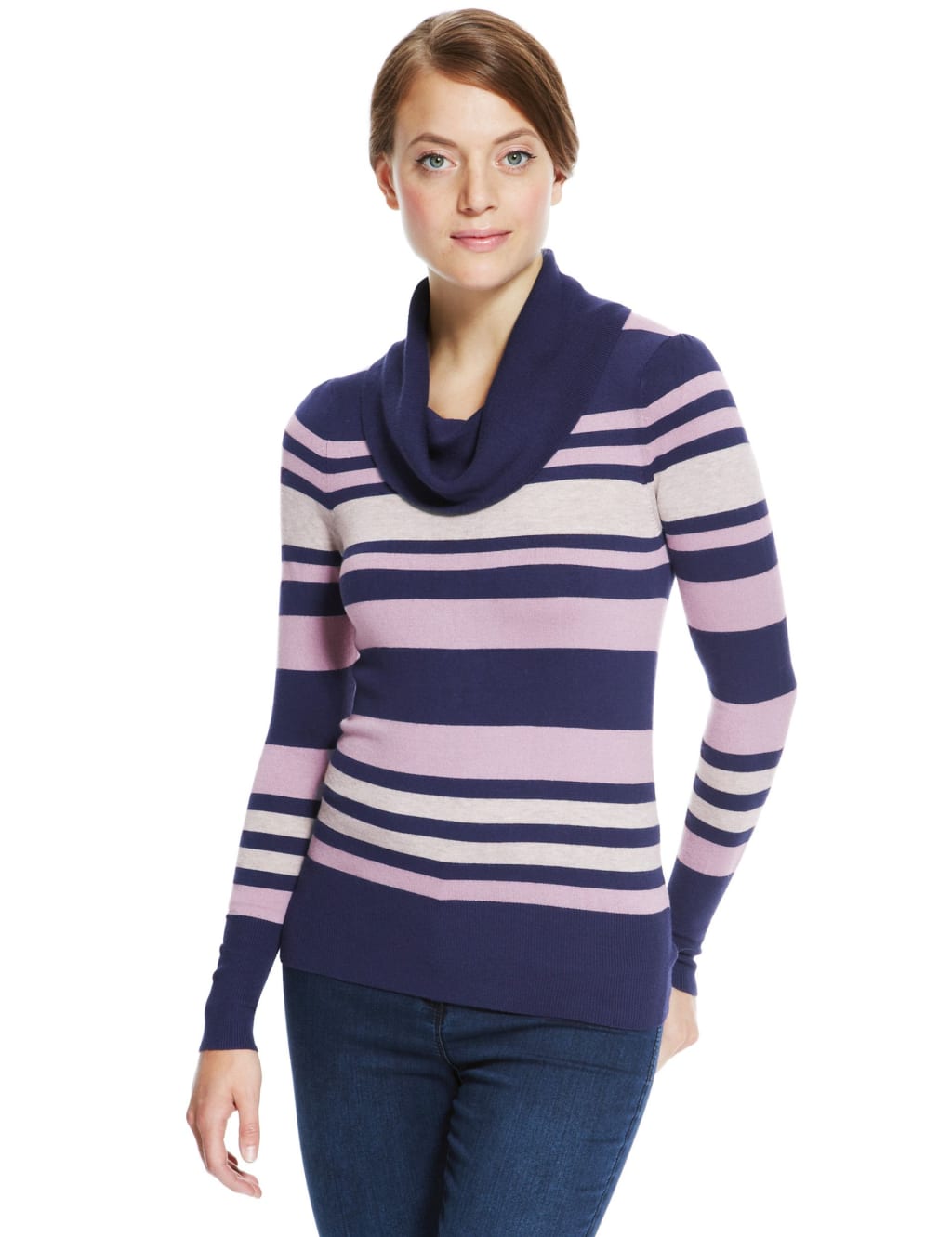 Striped Cowl Neck Jumper M S Collection M S