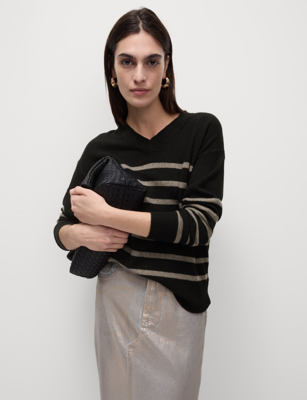 M&s black v neck jumper top