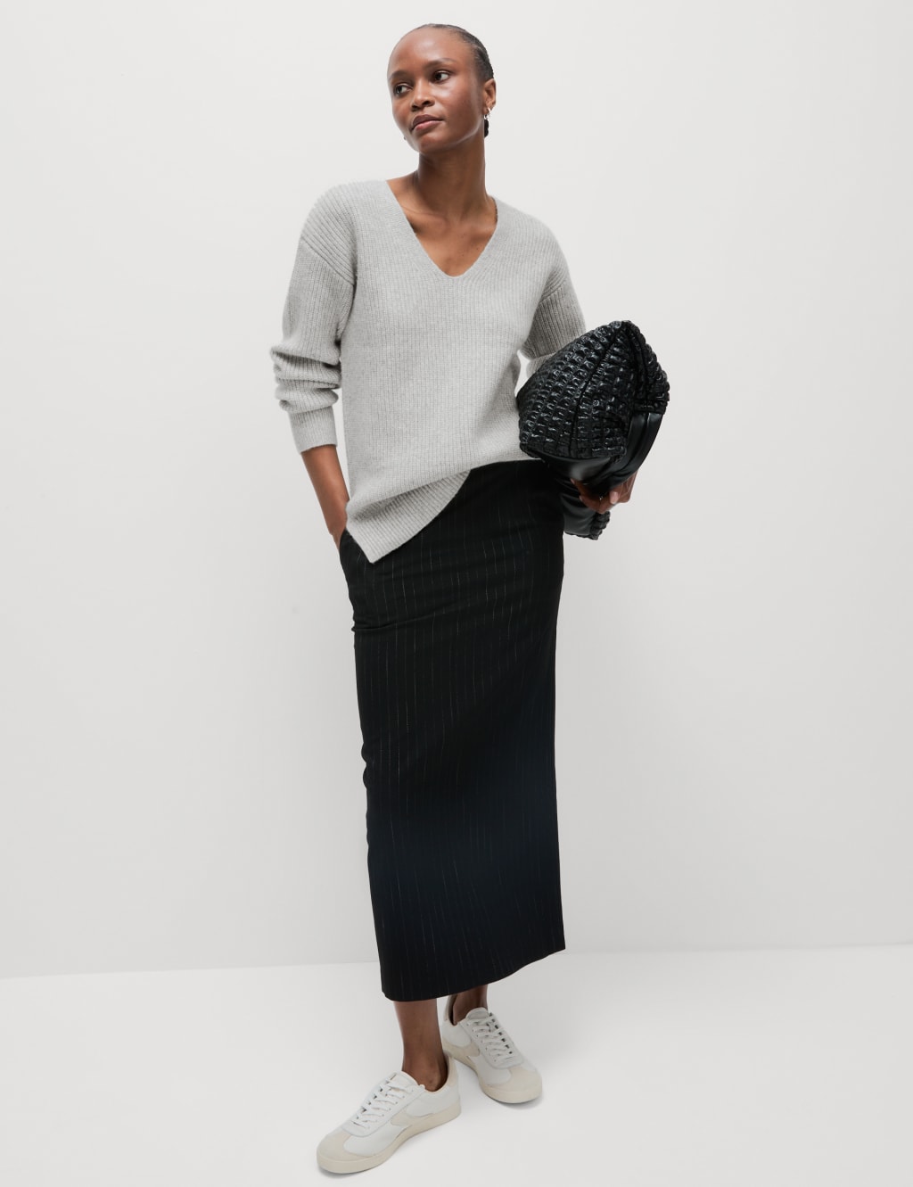 Ribbed hem sweater discount