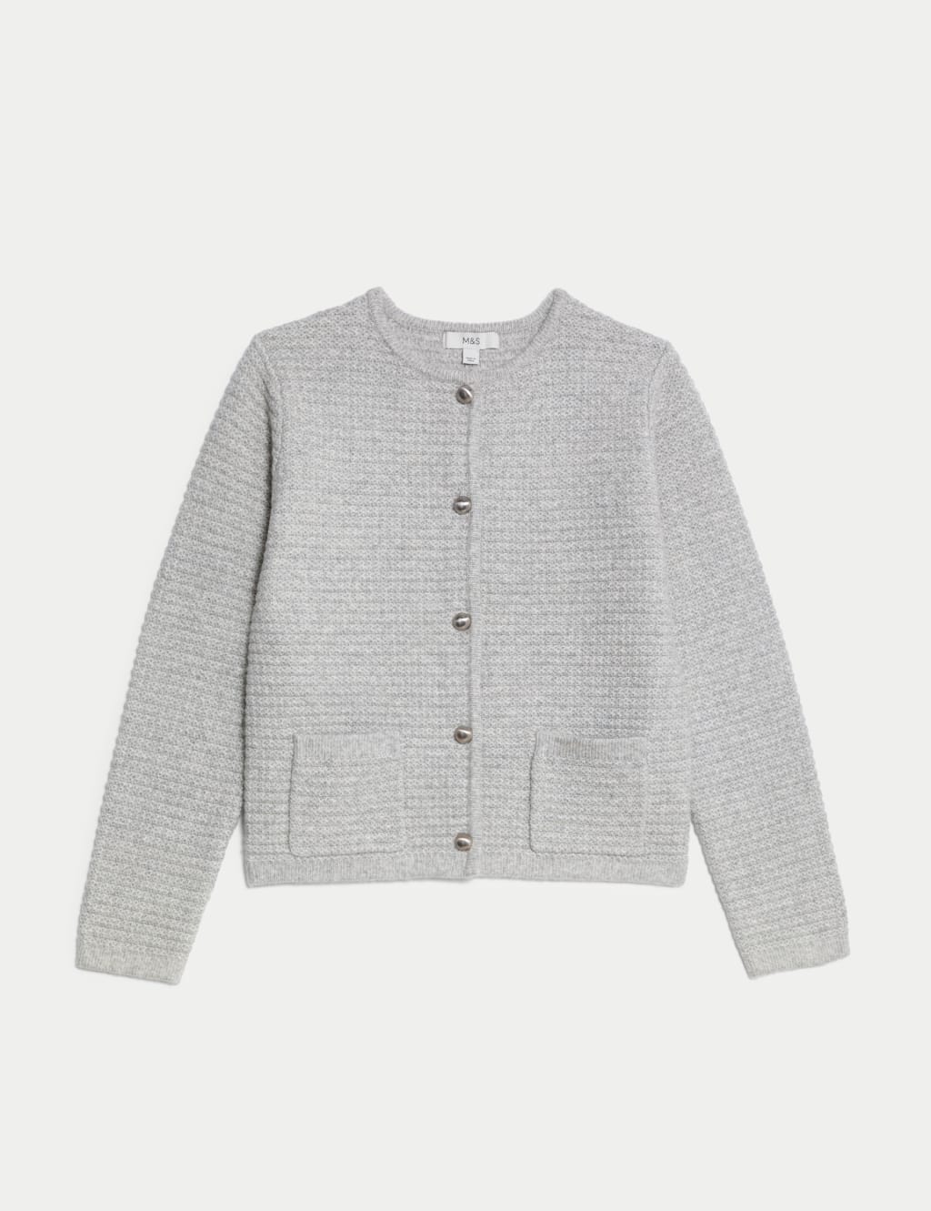 Cloud Yarn Textured Crew Neck Cardigan