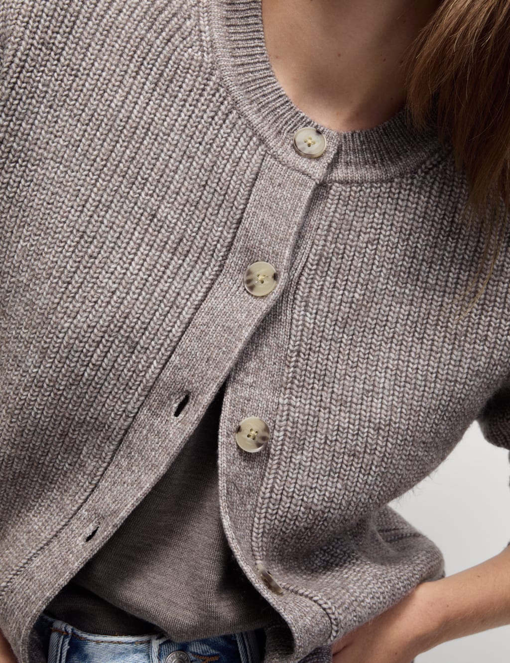 Ribbed Button Front Cardigan