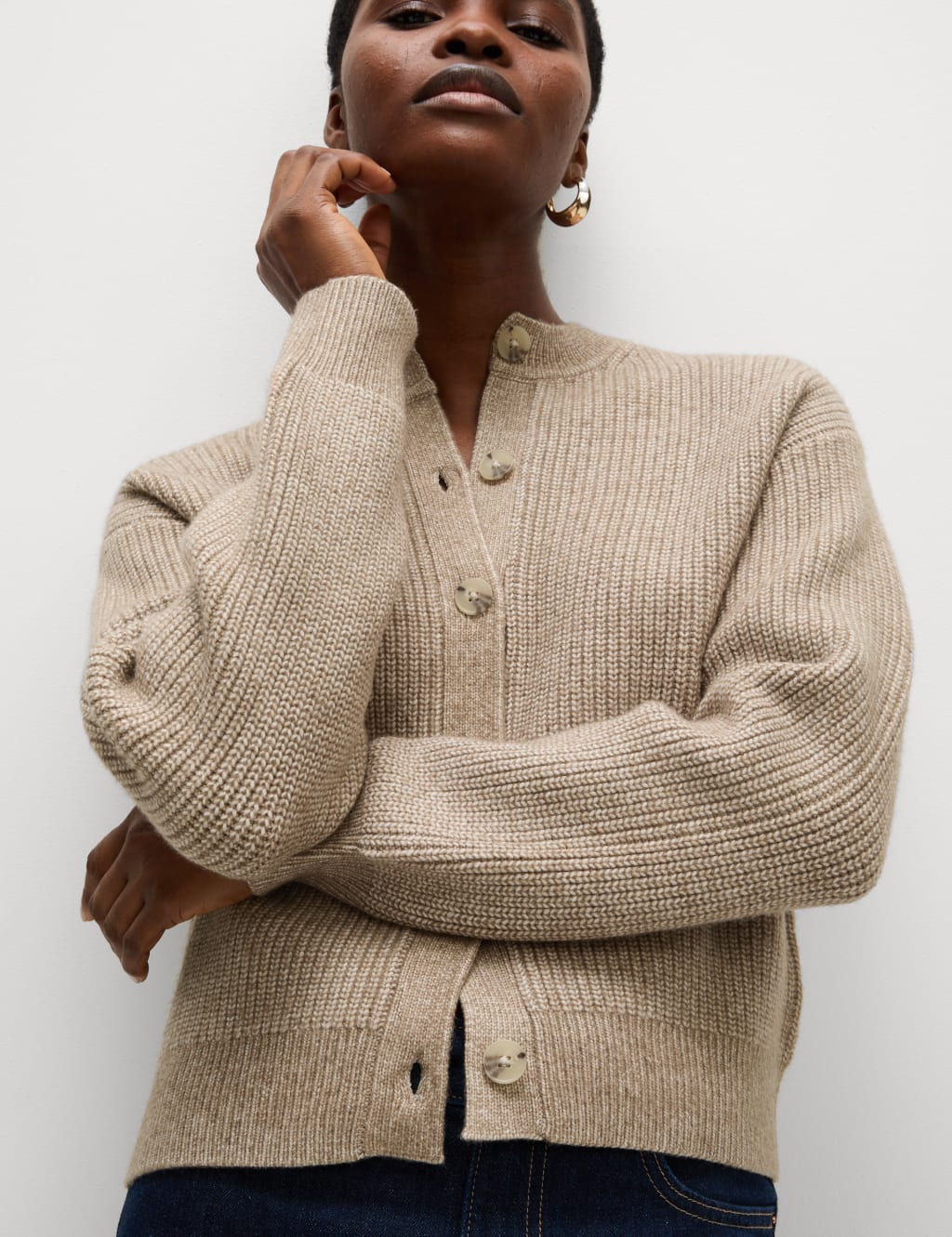 Ribbed Button Front Cardigan | M&S Collection | M&S