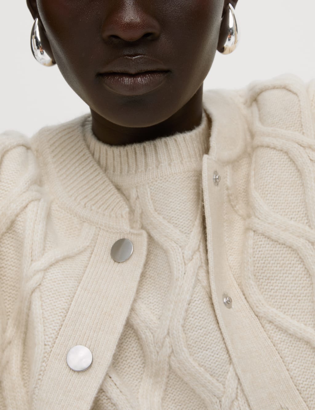 Cable Knit Cloud Yarn Bomber Cardigan M S Collection M S