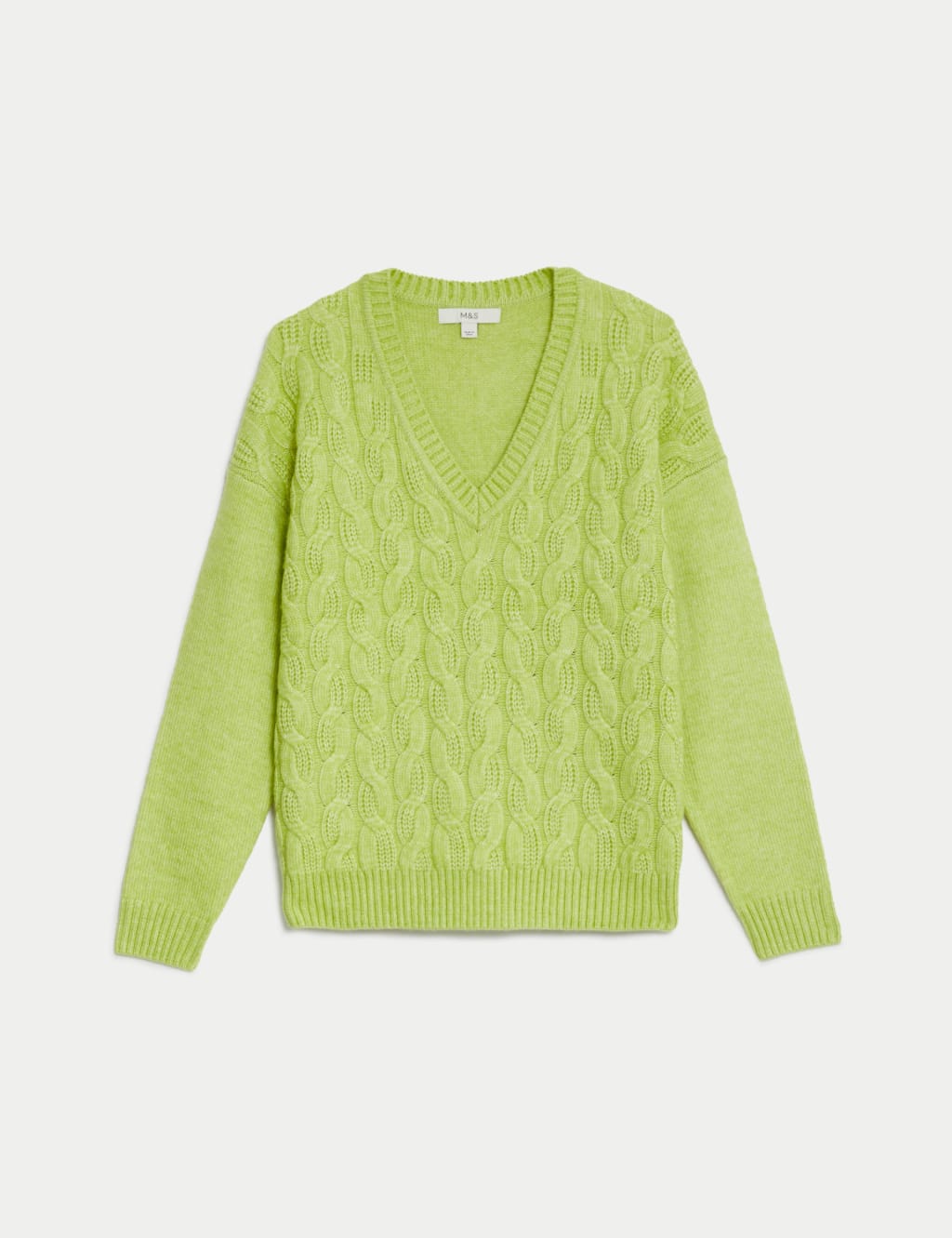 Cloud yarn Cable Knit V Neck Jumper