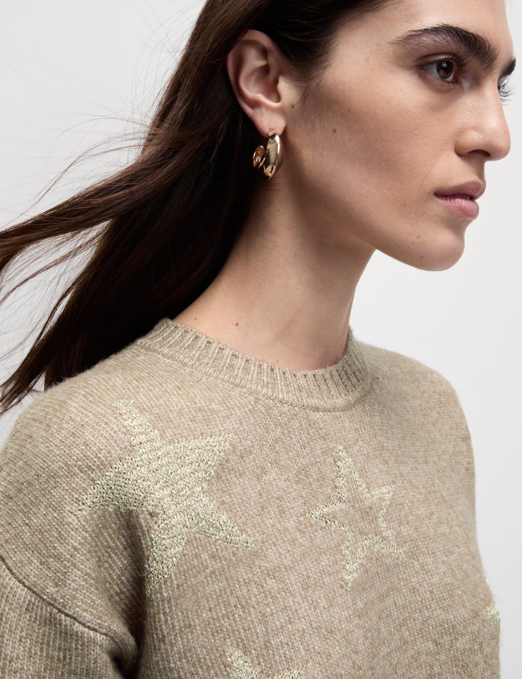 Star Crew Neck Relaxed Fit Jumper M S Collection M S