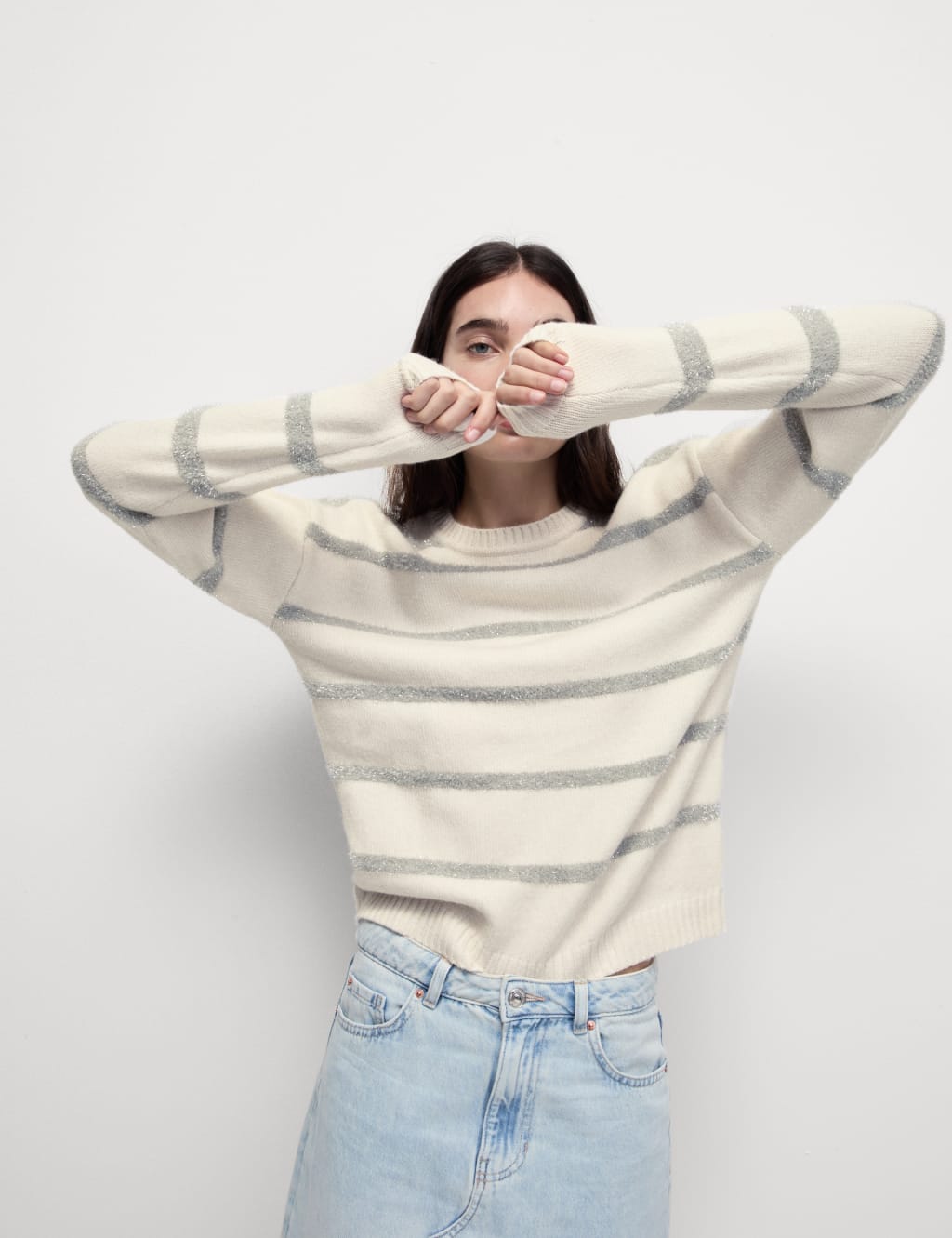 Cloud yarn Sequin Striped Jumper