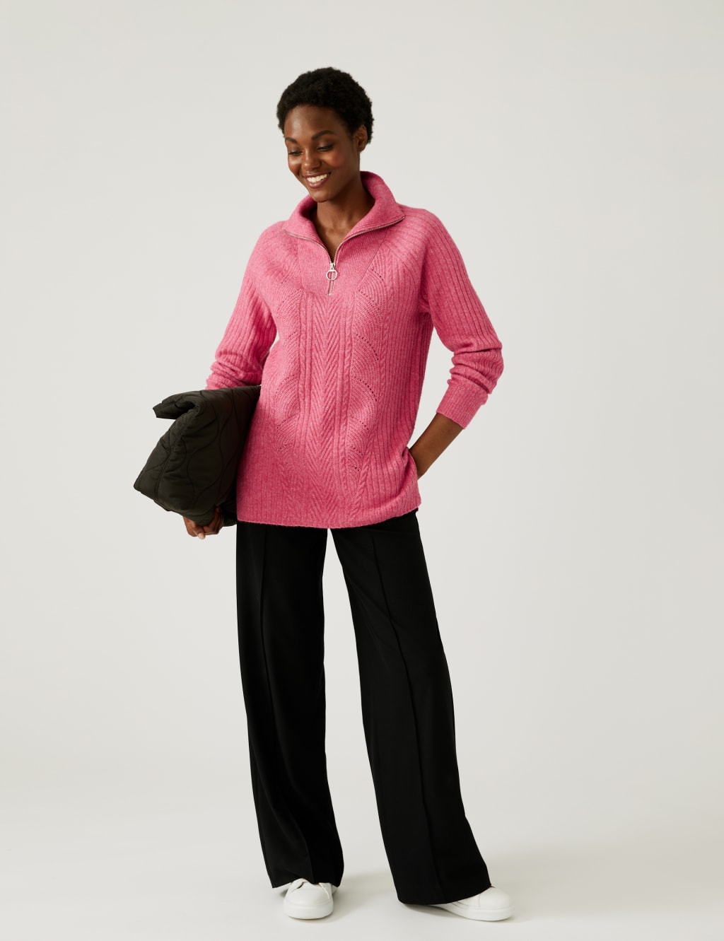 Ribbed Funnel Neck Relaxed Longline Jumper 3 of 7