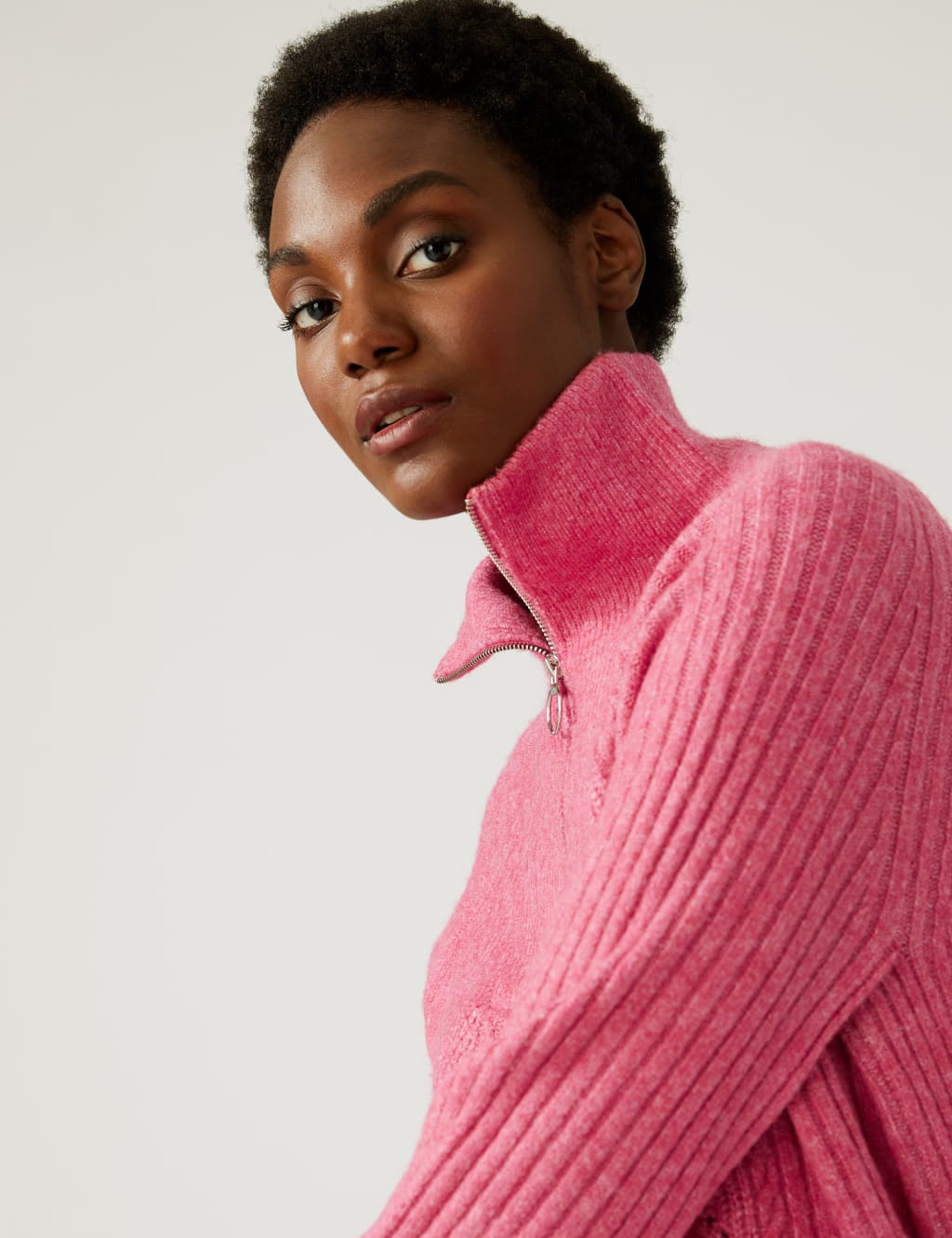 Ribbed Funnel Neck Relaxed Longline Jumper 4 of 7
