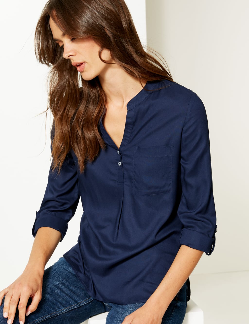 Notch Neck 3/4 Sleeve Blouse 3 of 4