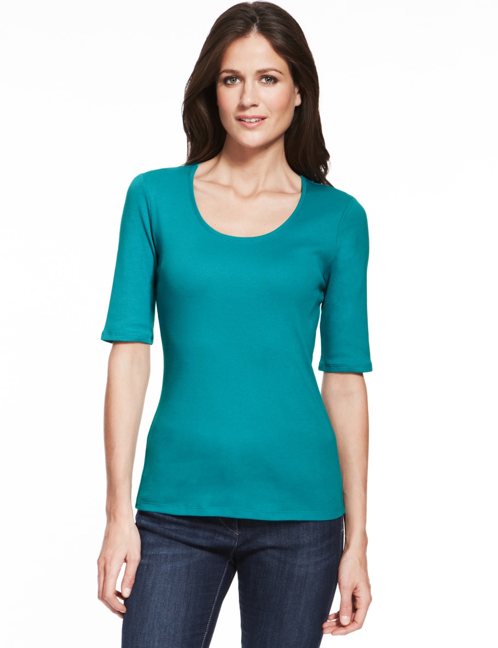 Pure Cotton Scoop Neck Half Sleeve T-Shirt 1 of 5