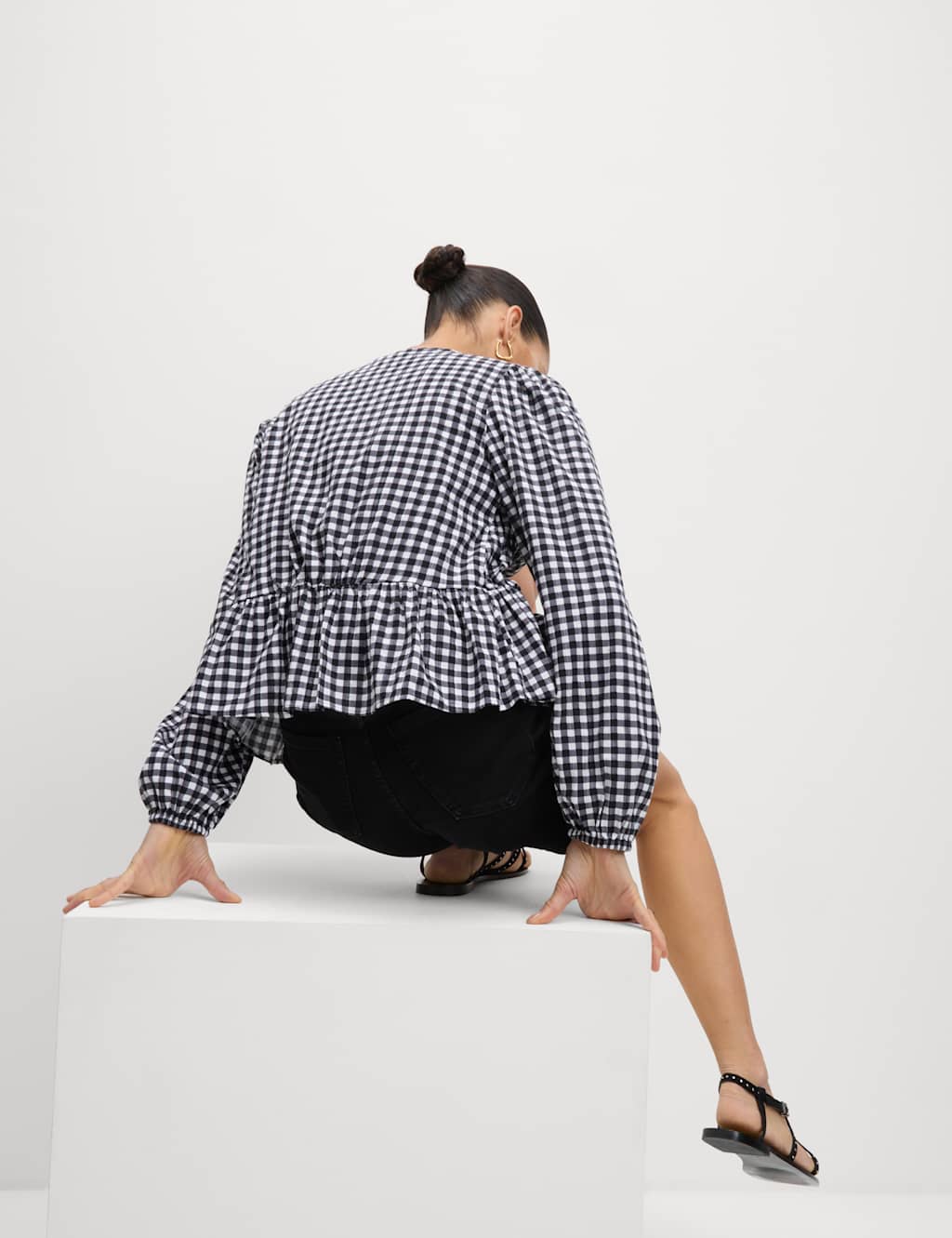 Cotton Rich Gingham Tie Front Blouse 4 of 5