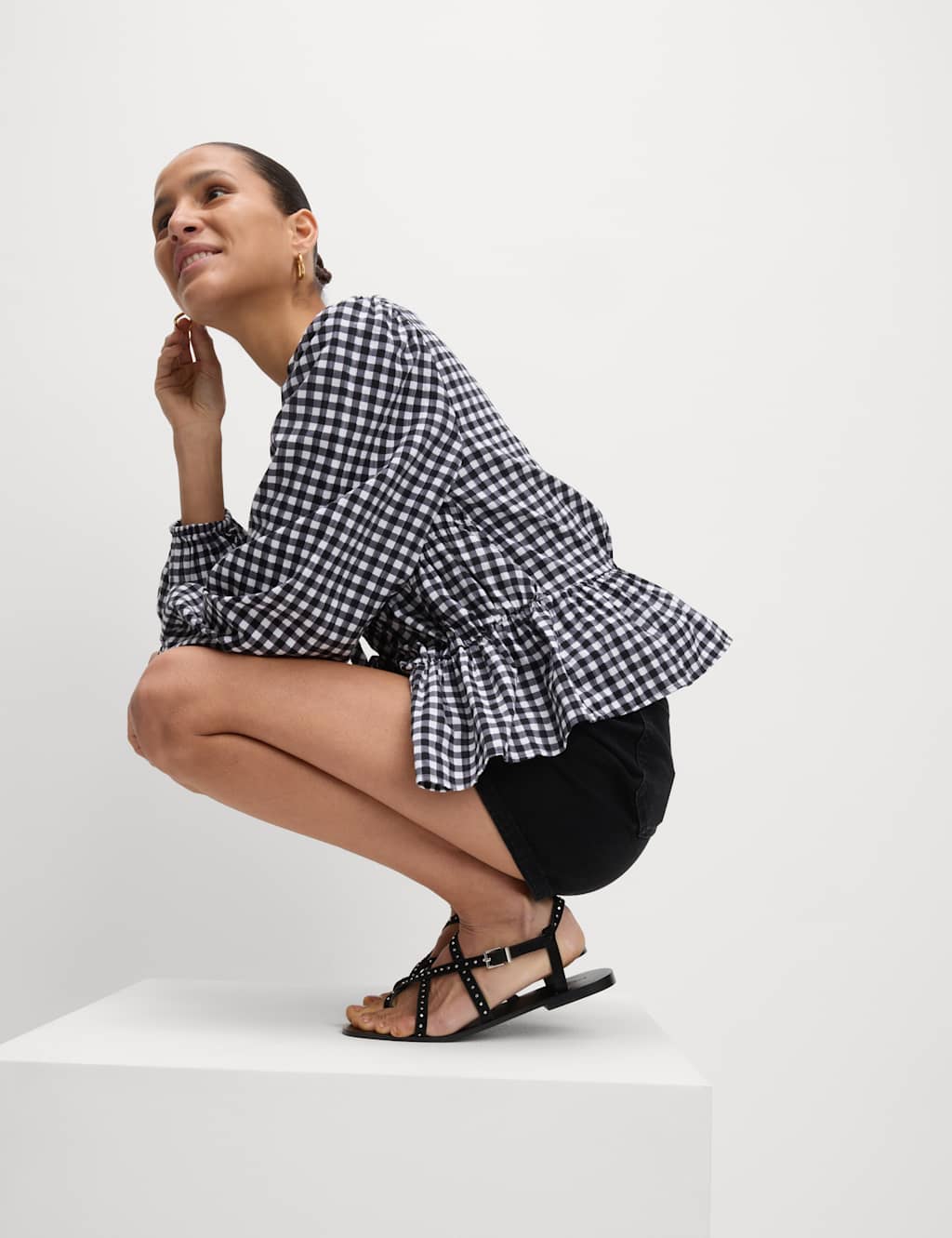 Cotton Rich Gingham Tie Front Blouse 5 of 5