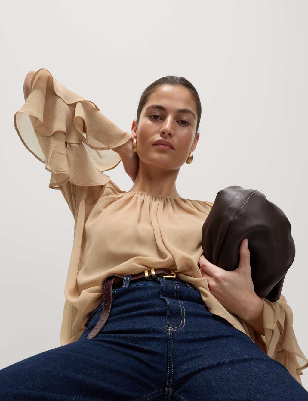 Crew Neck Ruffle Sleeve Blouse 5 of 5