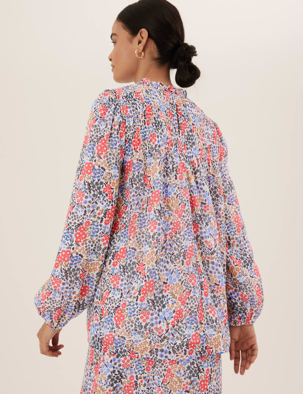 Ditsy Floral Smocked Long Sleeve Blouse 6 of 6