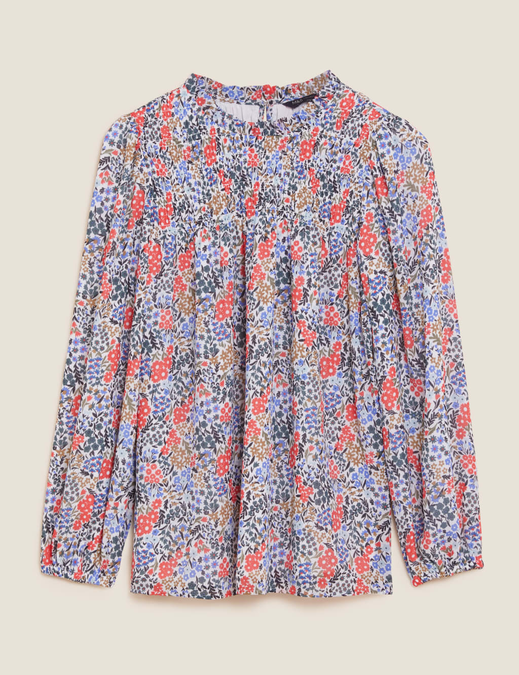 Ditsy Floral Smocked Long Sleeve Blouse 2 of 6