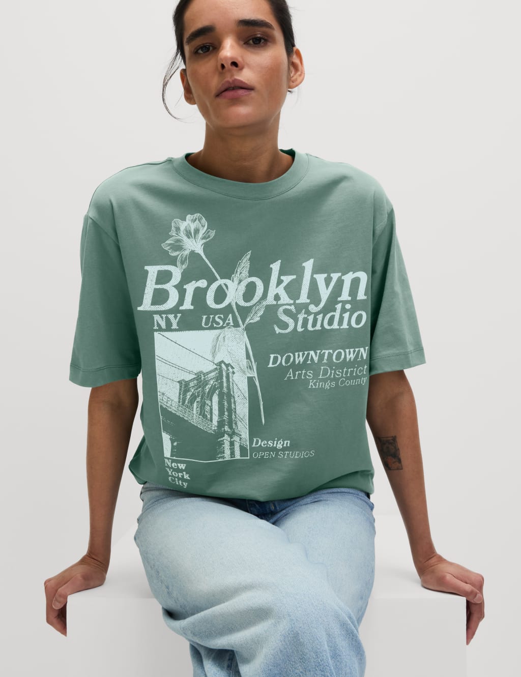 Pure Cotton Printed Oversized Graphic T-Shirt 3 of 4