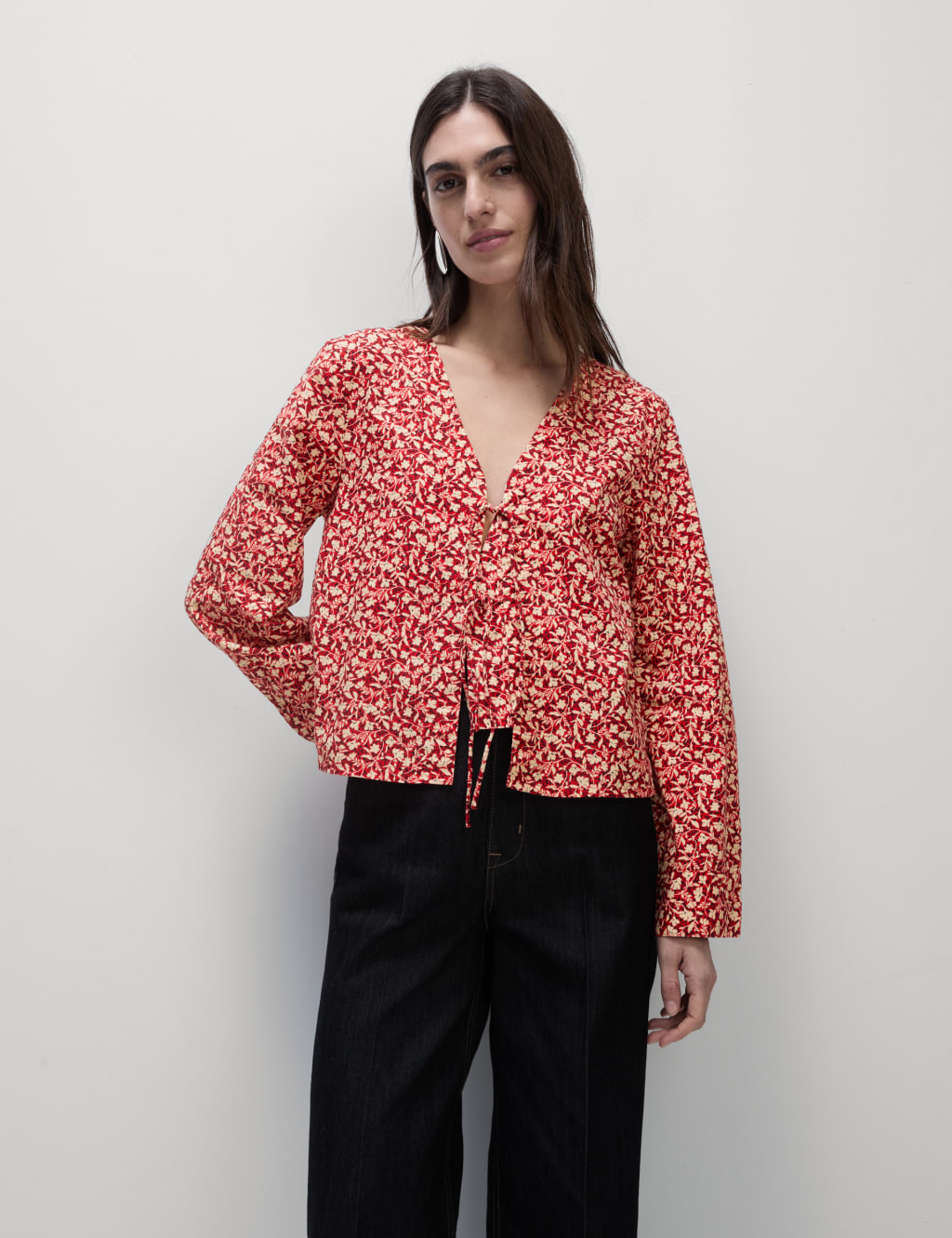 Pure Cotton Printed Tie Front Top 3 of 6