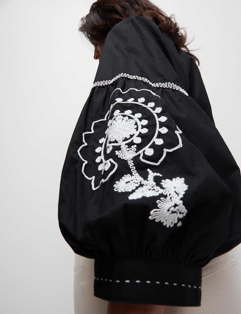 Pure Cotton Embroidered V-Neck Blouse 3 of 5
