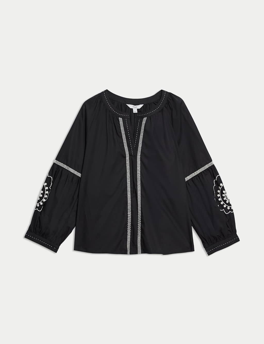 Pure Cotton Embroidered V-Neck Blouse 2 of 5