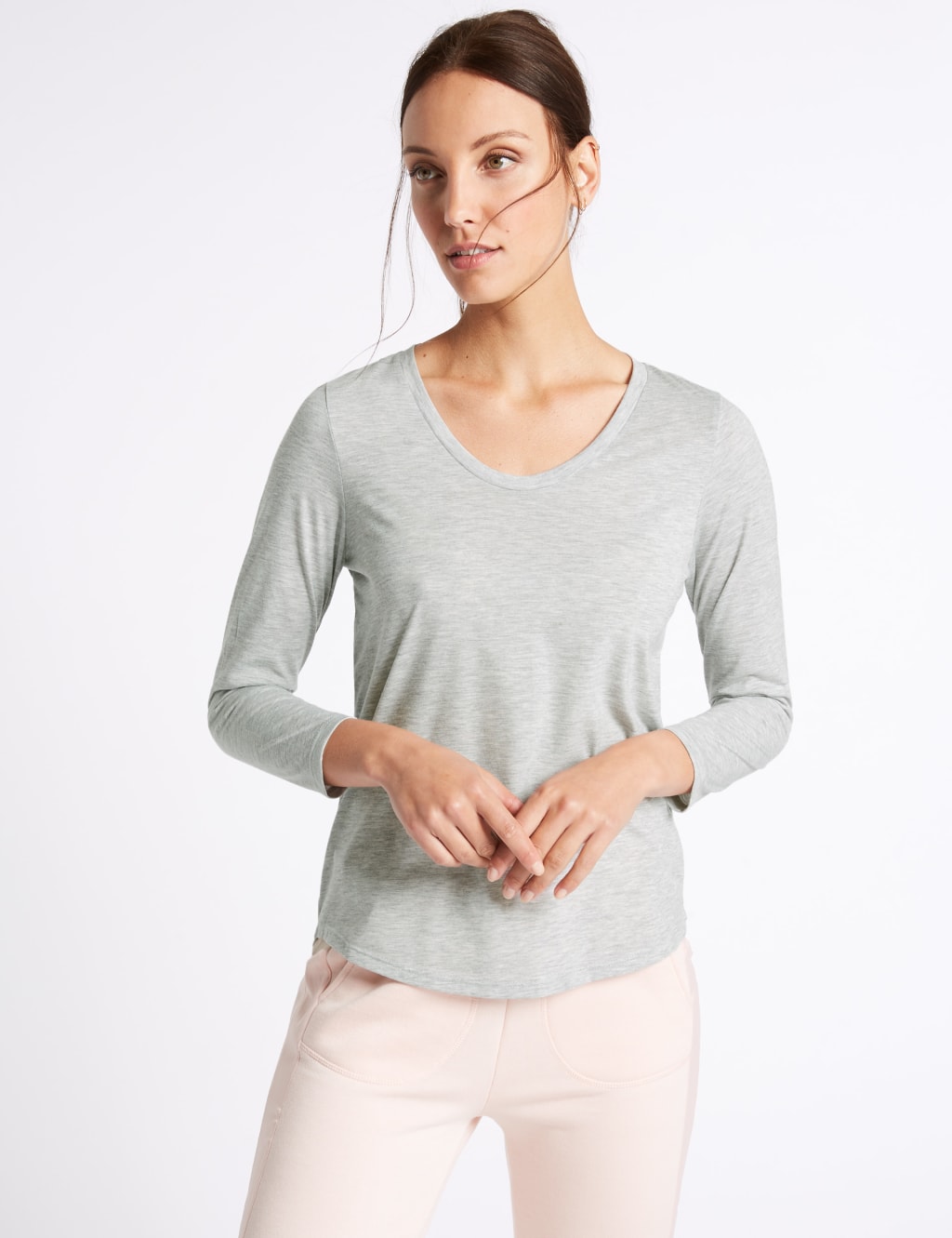 Scoop Neck 3/4 Sleeve T-Shirt 1 of 5