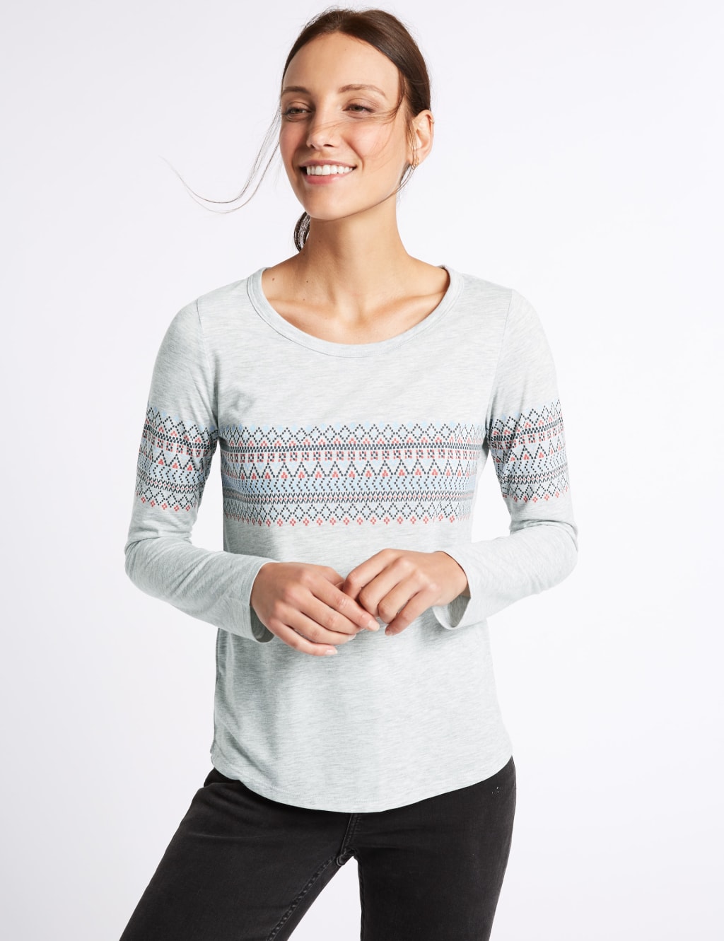Fairisle Print Long Sleeve T-Shirt 1 of 5