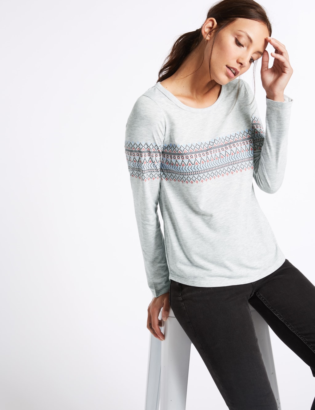 Fairisle Print Long Sleeve T-Shirt 3 of 5