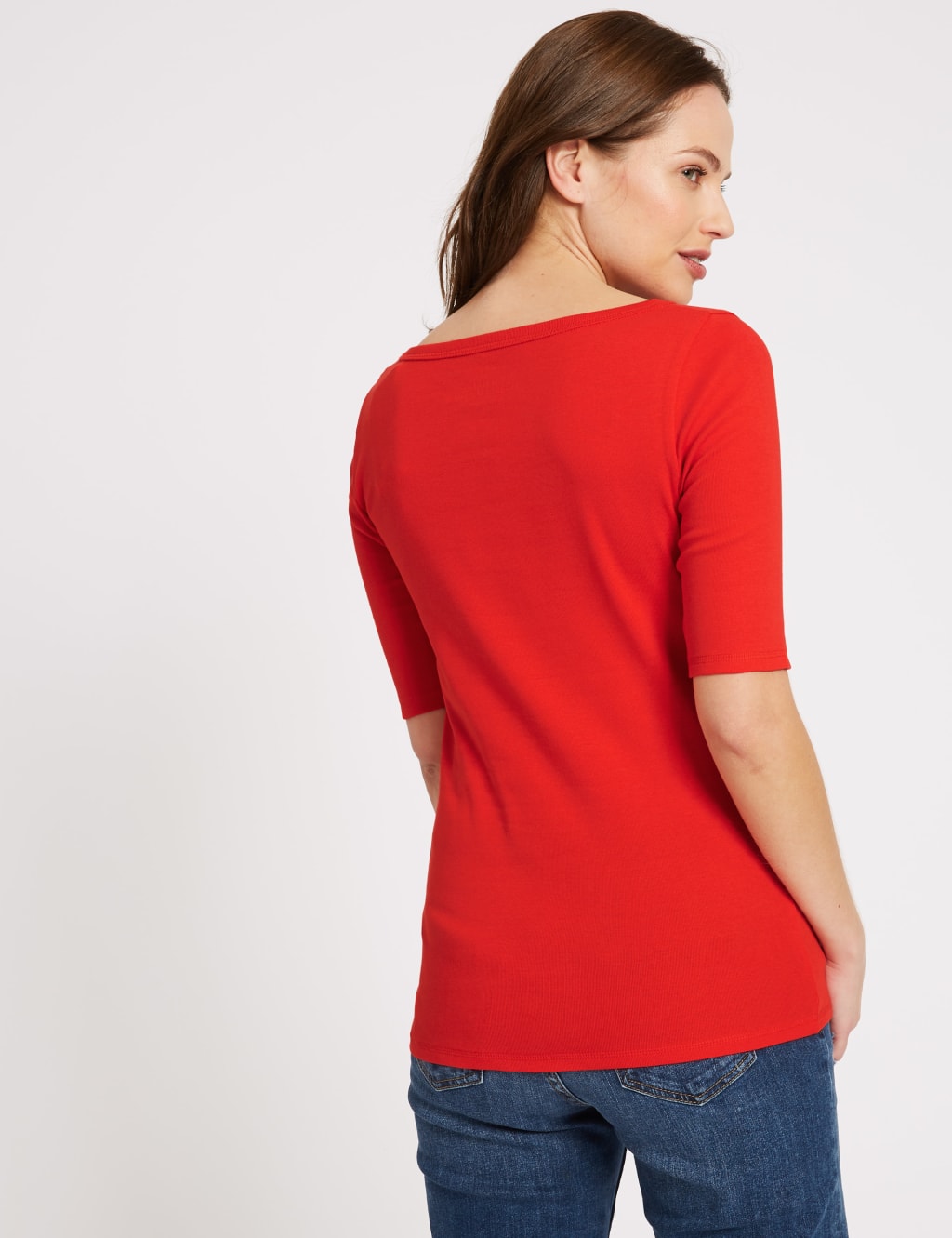 Pure Cotton Slash Neck Half Sleeve T-Shirt 4 of 4