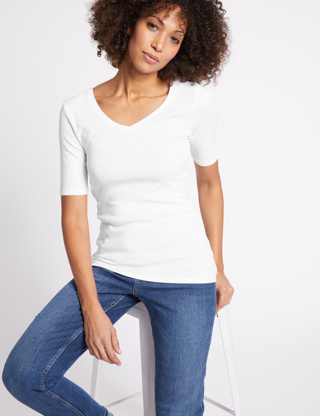 Pure Cotton V-Neck Half Sleeve T-Shirt 3 of 4