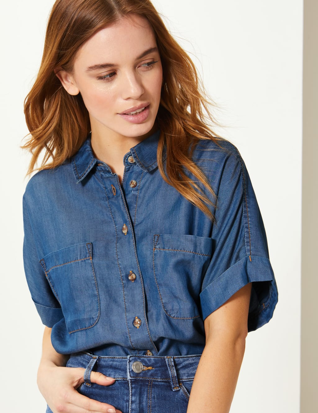 PETITE Button Detailed Patch Pocket Shirt 3 of 4