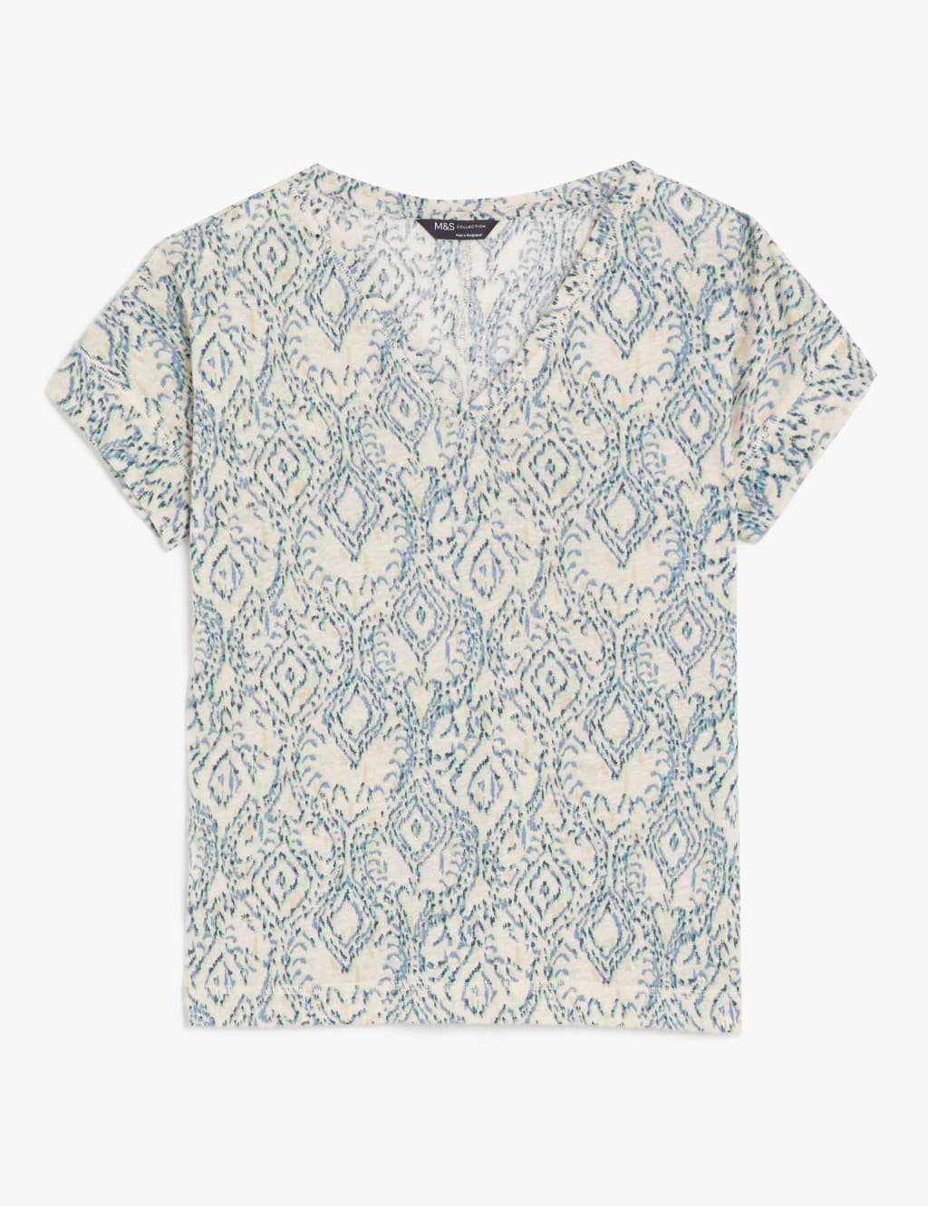 Linen Rich Printed V-Neck T-Shirt 2 of 5