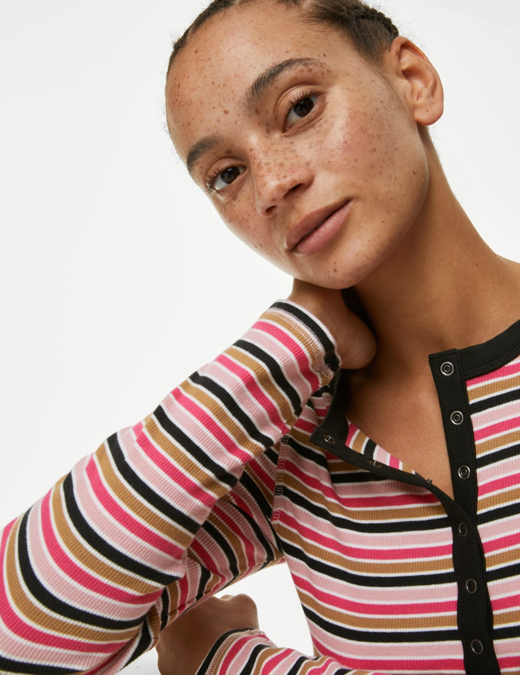 Cotton Rich Striped Henley Top 3 of 5
