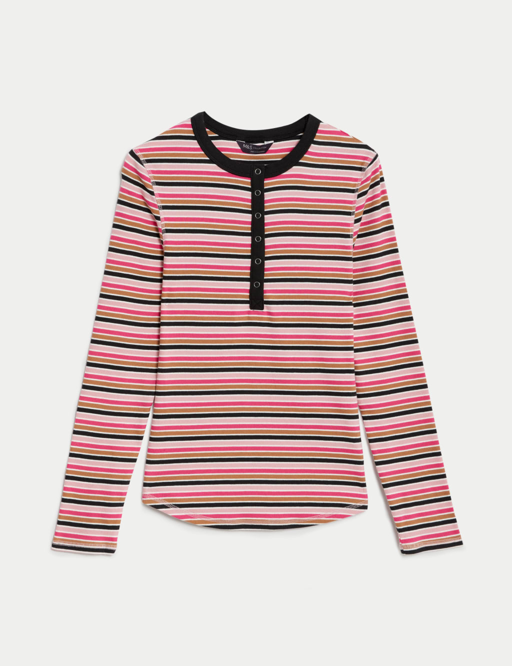 Cotton Rich Striped Henley Top 2 of 5